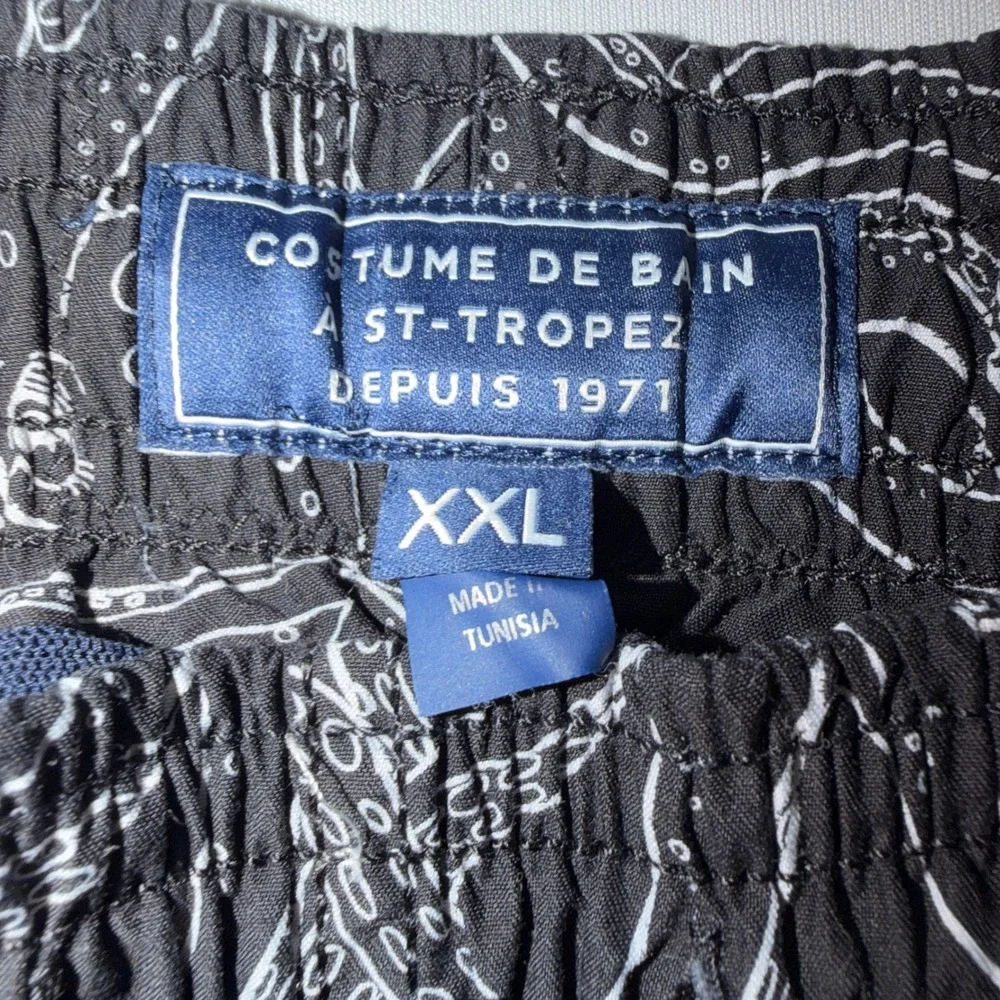 Vilebrequin Moorea Swim Trunks Mens XXL Black White Octopus Poulpes Short Luxury